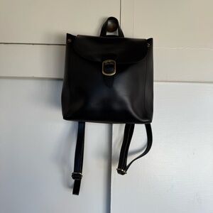 Adjustable Black Faux Leather Backpack